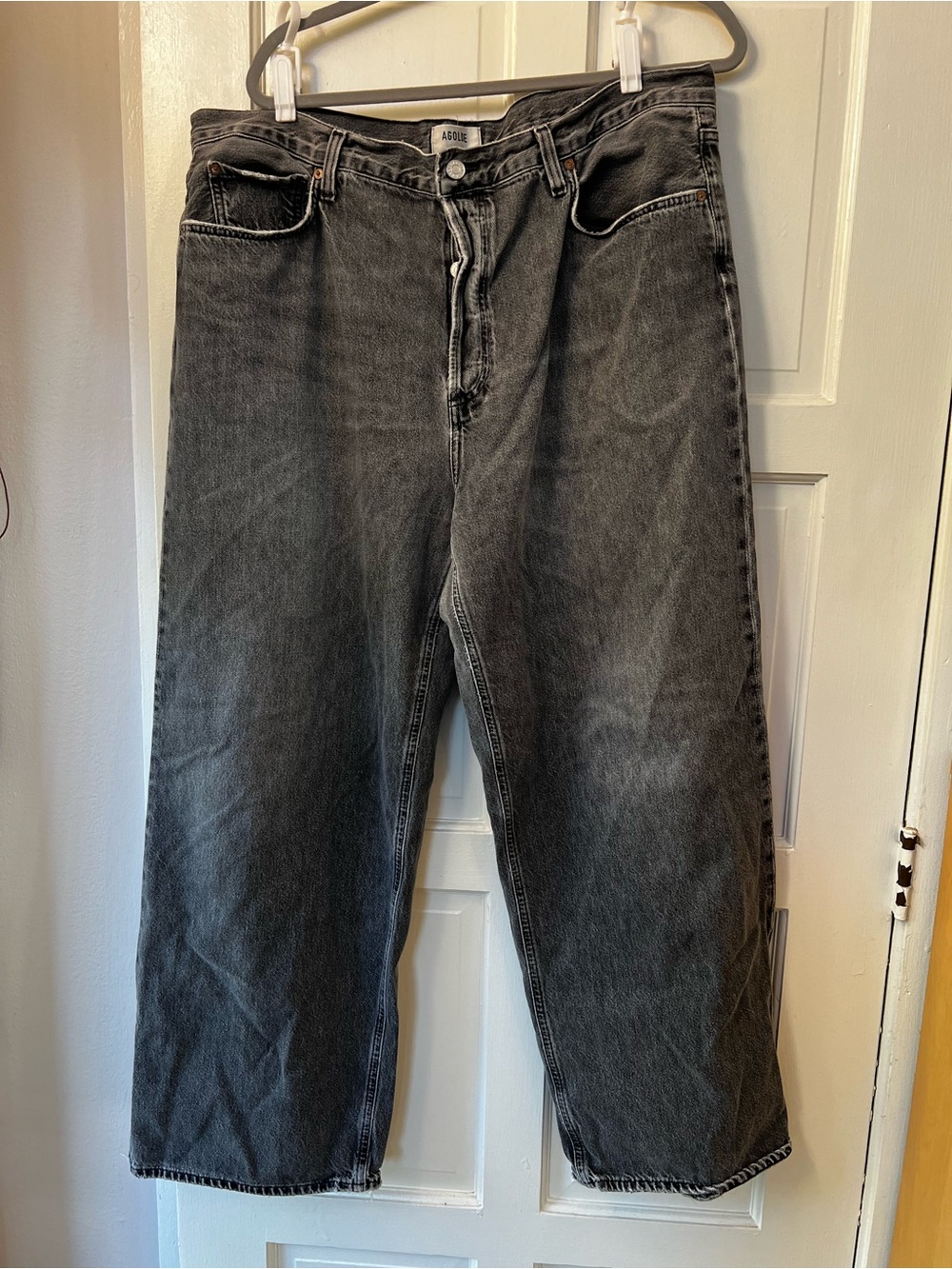 AGOLDE Low Slung Baggy Wide Leg Washed Black Jeans